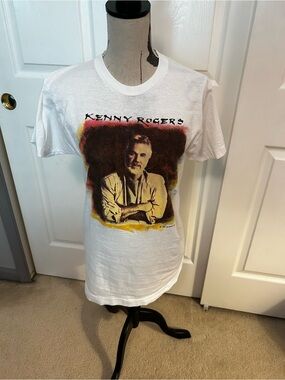 1987 Kenny Rogers Concert White Short Sleeve Shirt